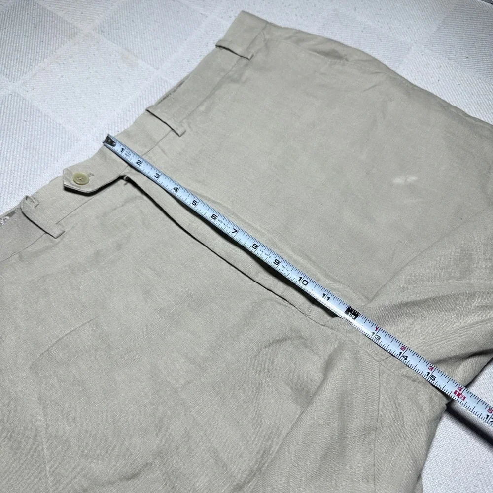 Ralph Ralph Lauren Dress Pants Mens 44R (44x30) 100% Linen Flat Front Beige